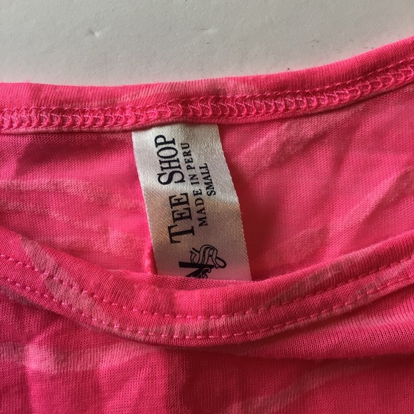 VICTORIAS SECRET TEE SHOP PINK BURNOUT CROP TOP SMALL - Picture 5 of 9